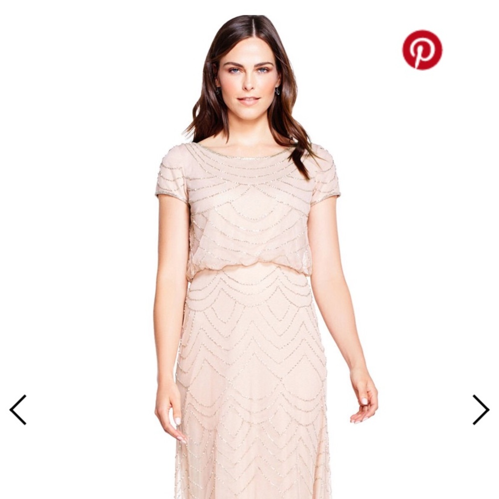 Adrianna Papell Blouson Beaded Gown in Blush